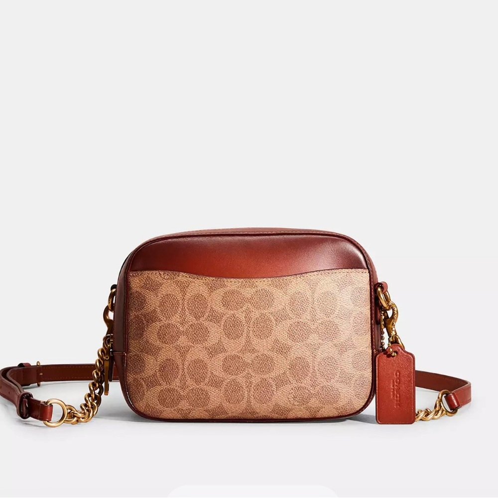 Coach Brown Crossbody Camera Bag with Monogram
